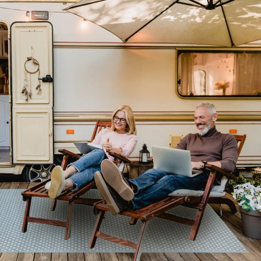 Basket Weave Sand & Aqua