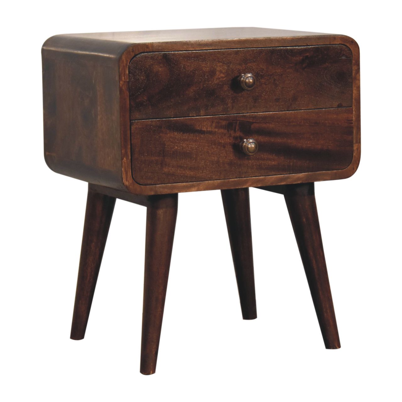 Solid Wood Curved California Walnut Nightstand