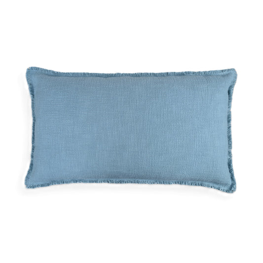 Organic Chic washed textured cotton solid lumbar pillow cover with frayed edges
