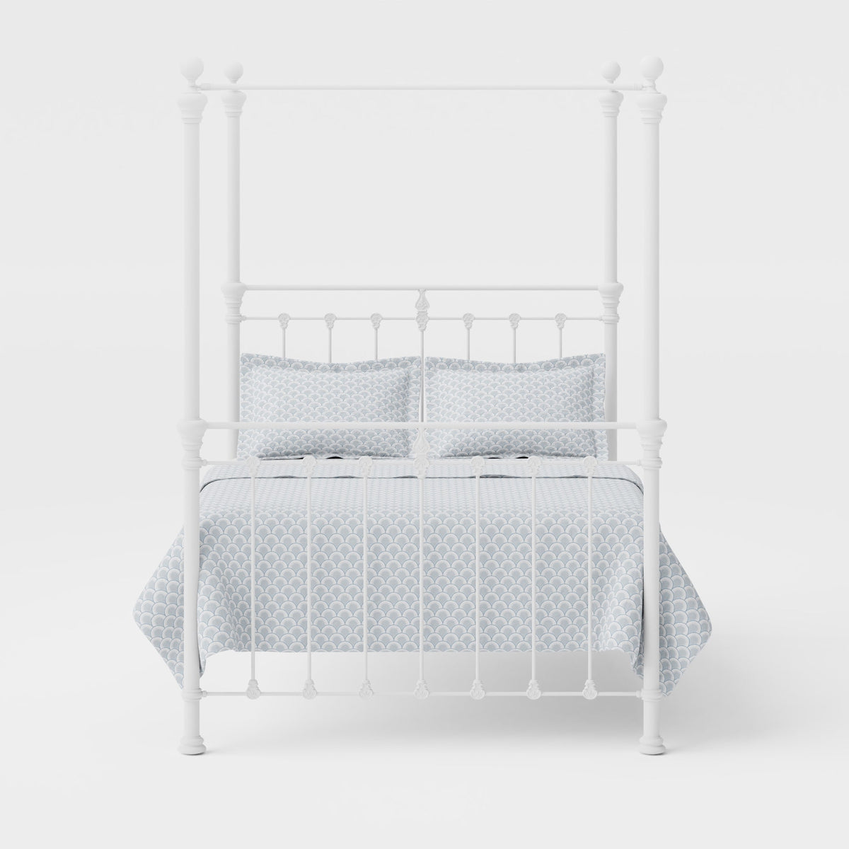 Four Poster Castile Metal Bed Solo Satin White