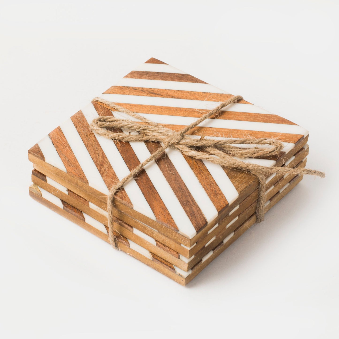 Handcrafted Marquewood Chevron Coasters – Set of 4