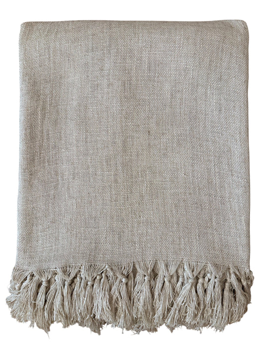 Extra Large Natural Linen Blanket