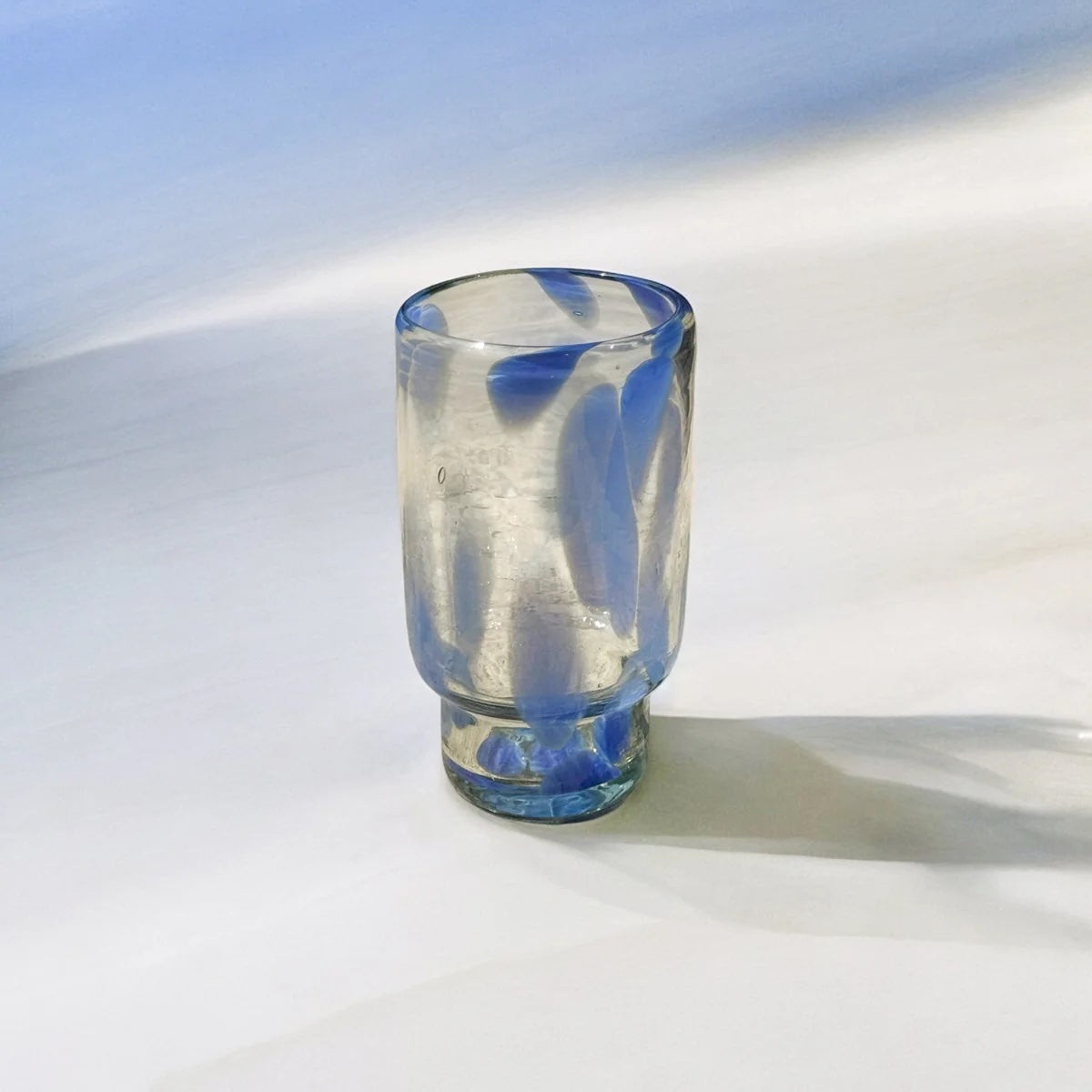 S/4 Frida Tall  Stackable Glass - Blue & Clear