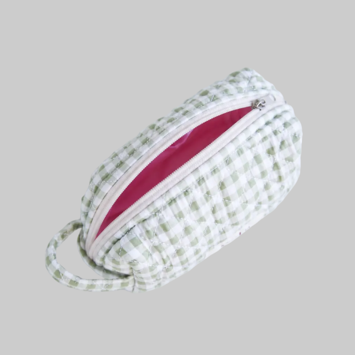 Gingham Matcha Make-up Pouch - Small