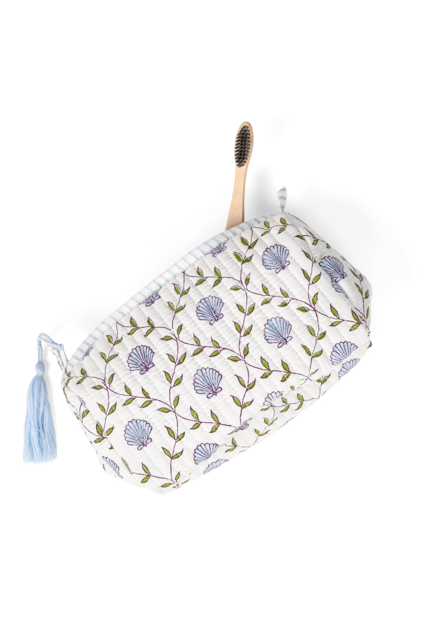 Seashell Blockprint Makeup Bag, Set of 3