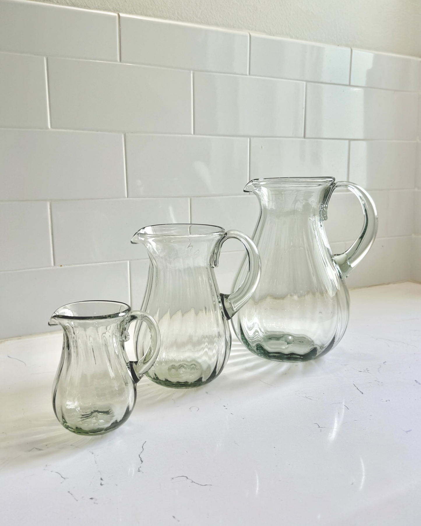 Handblown Fluted Pitcher