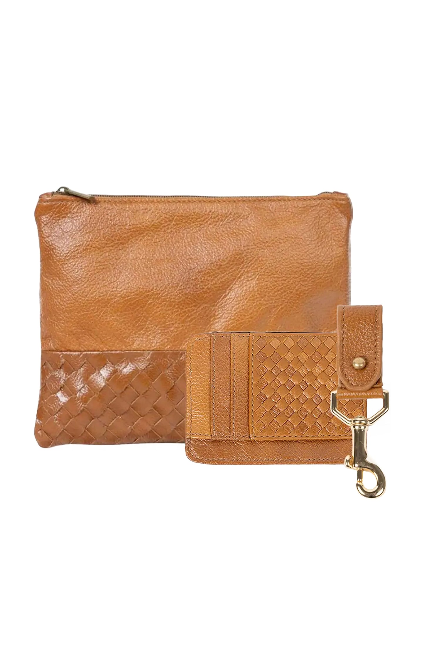 Large Pouch, Key Chain & Slim ID Bundle - Cognac