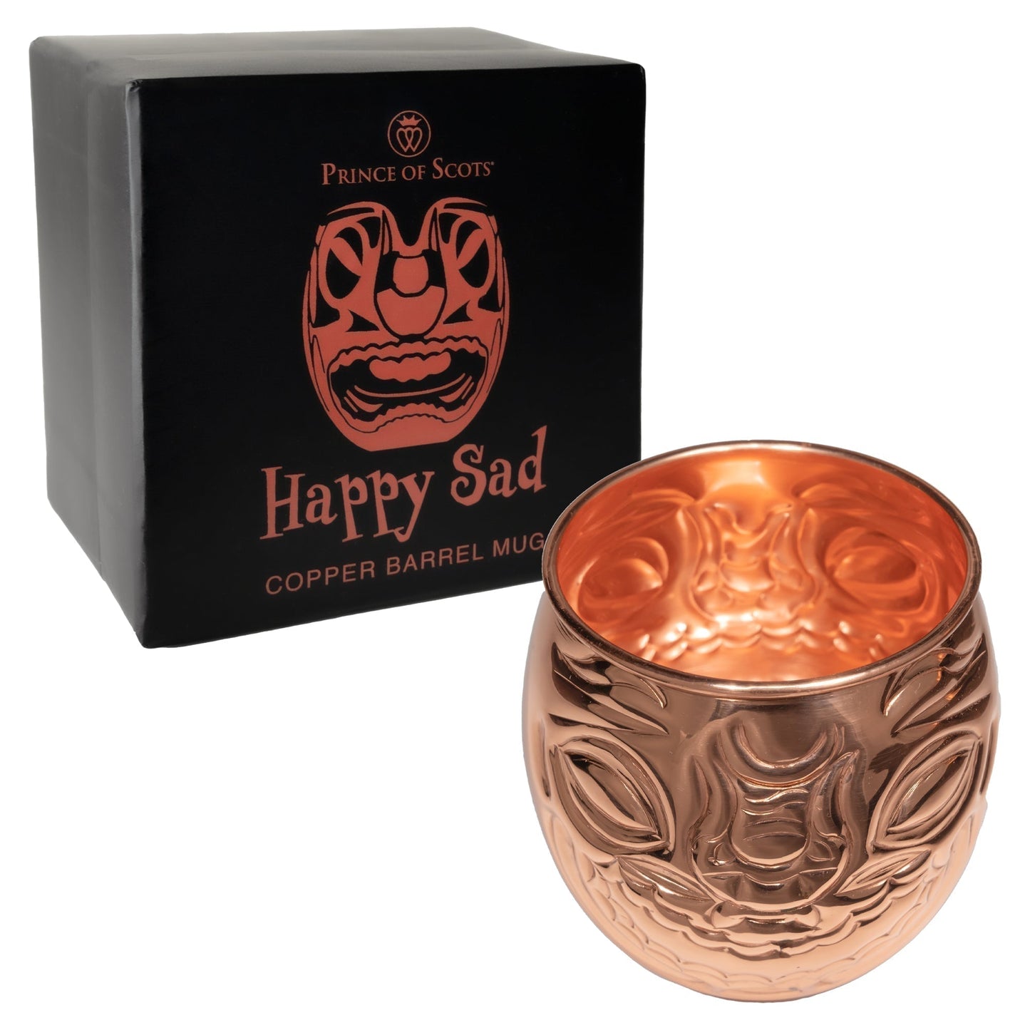 Happy/Sad Copper Barrel Tiki Mug