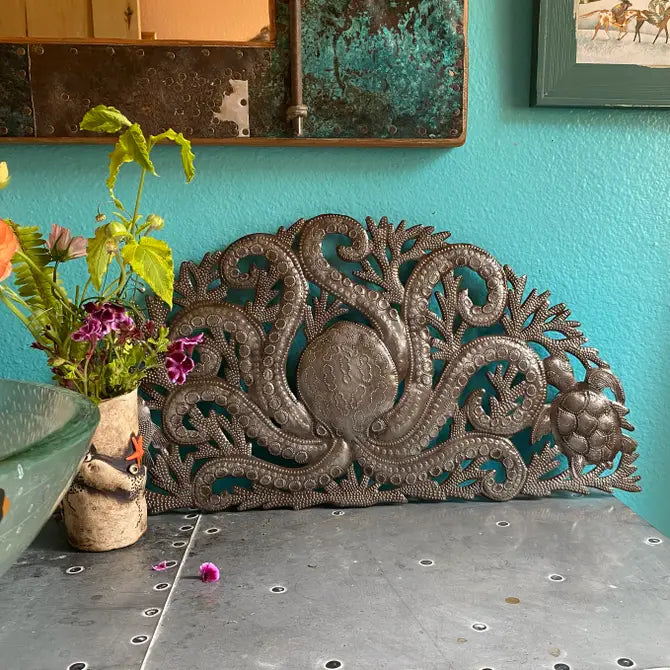 Sea life and Octopus Arch, Handmade Wall Decor 22"x11" 