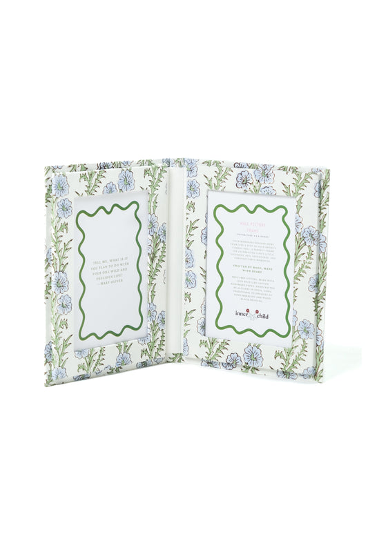 Blockprint Picture Frame Folding Book, 4x6 in Forget-Me-Not