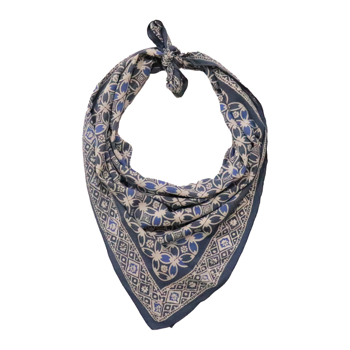 Large 39" Hand Dyed Batik Bandana Charcoal Gray, Size XL Scarf, Oversized