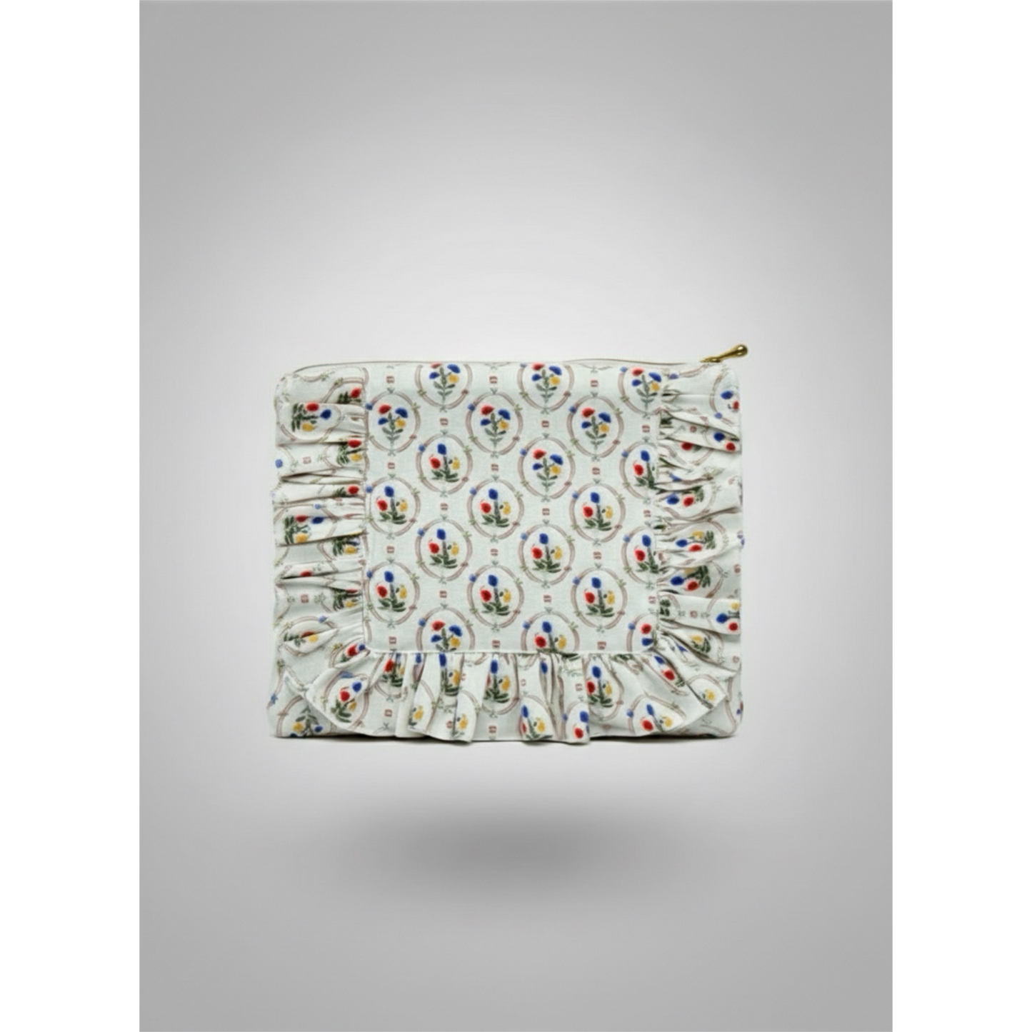Victorian Garden |Timeless Floral Ruffle Zipper Pouch