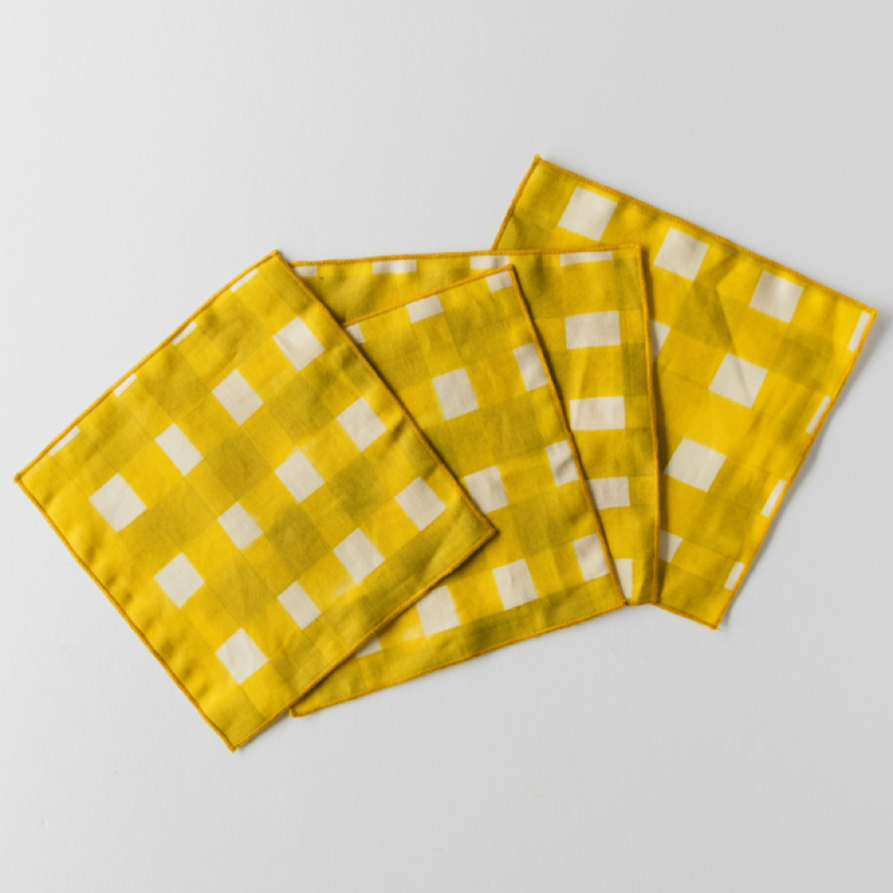 S/4 Yellow Cocktail Napkins