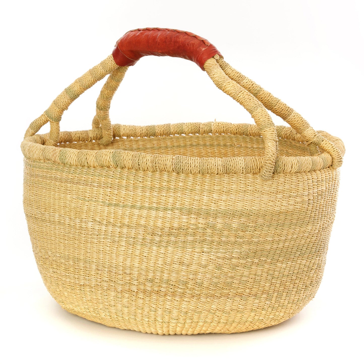 Farmer's Market Shopper Basket with Leather Handle