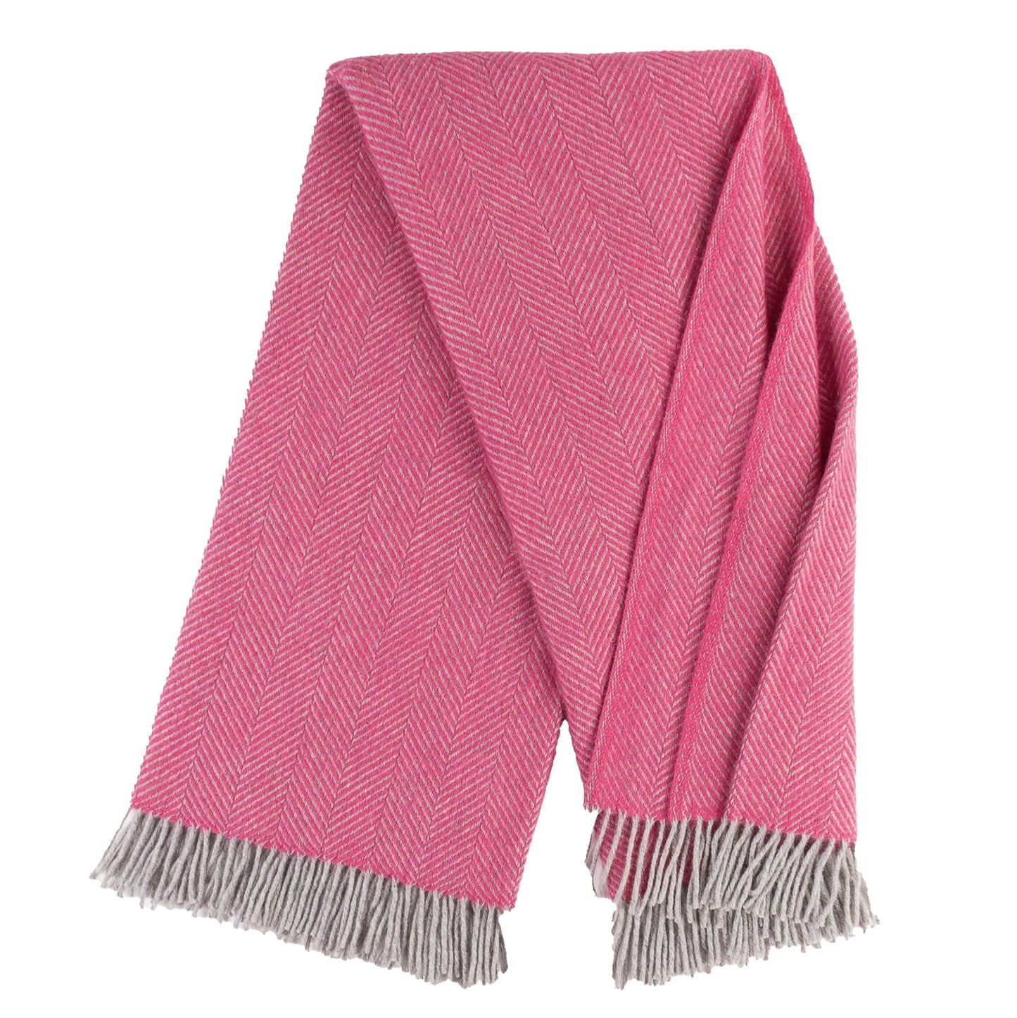 Highland Tweeds Herringbone  Pure New Wool Throw - Magenta Pink