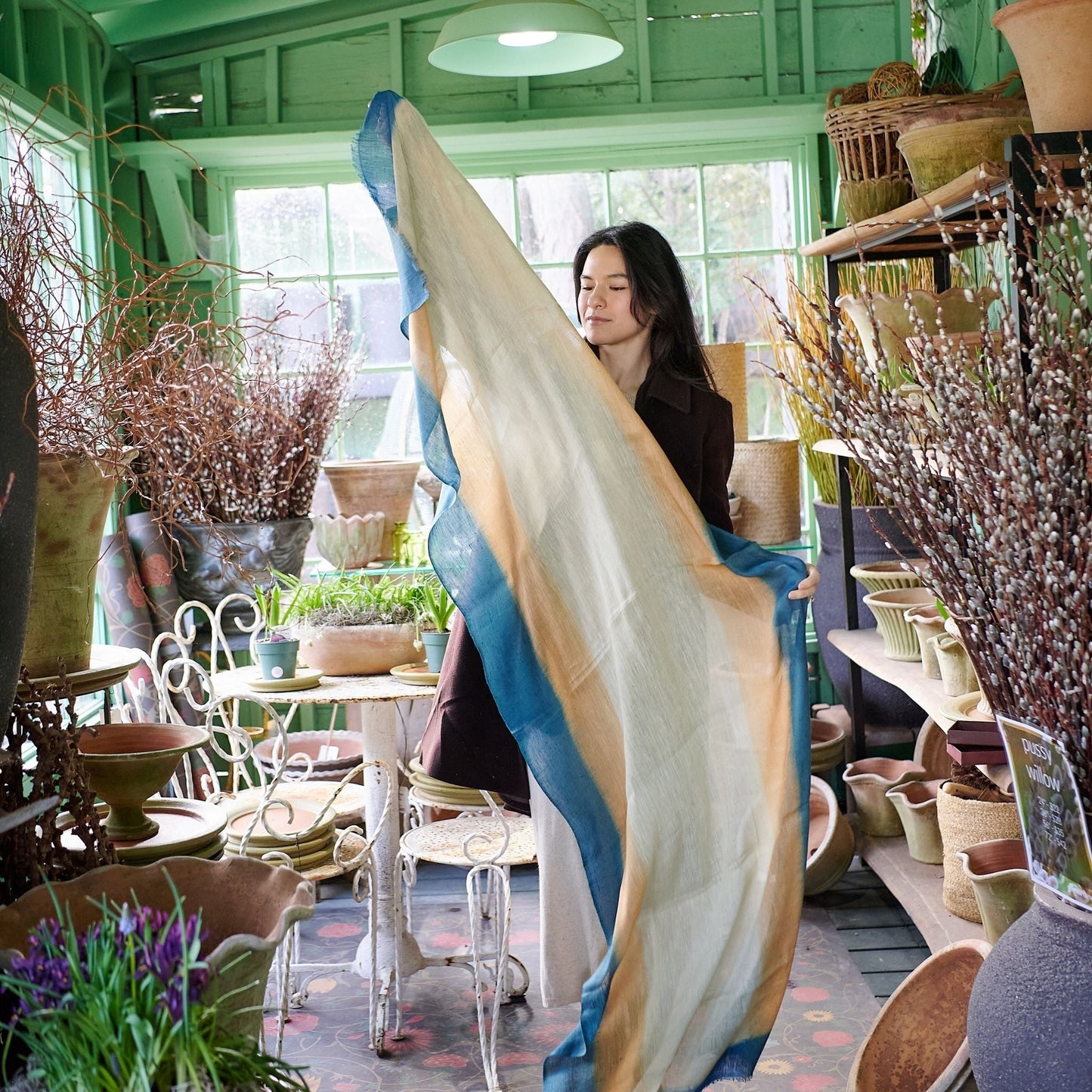 Oceana Beige Soft Linen Silk Handloom Scarf