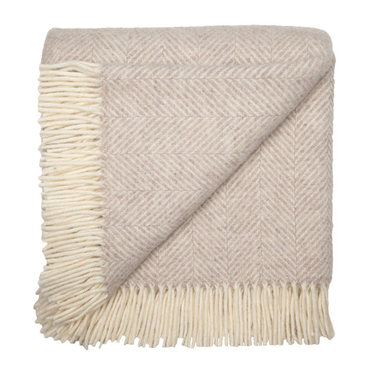 Highland Tweeds Herringbone  Pure New Wool Throw - Linen