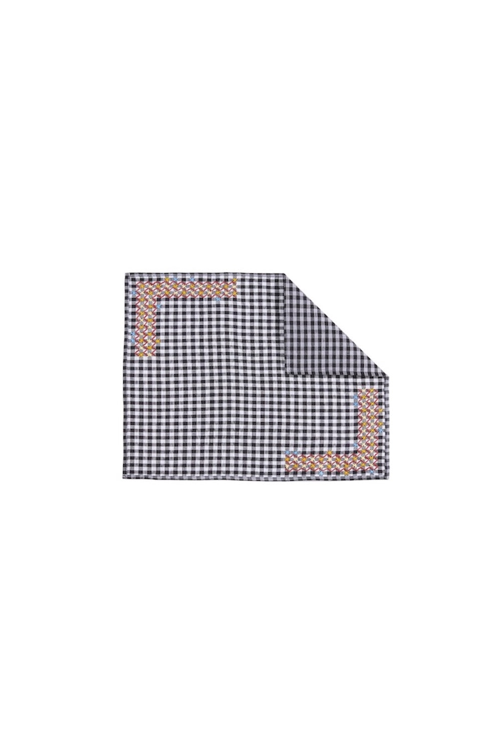 S/2 Estrellas Embroidered Placemat - Black