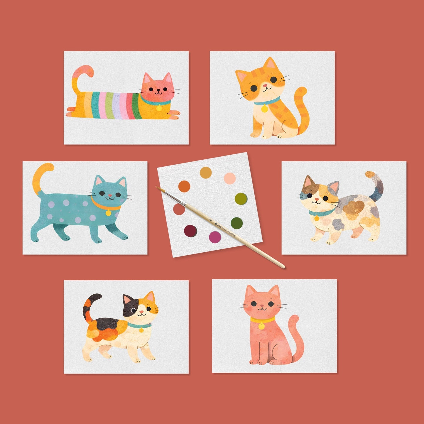 Cute Kitties Watercolor Postcard Kit