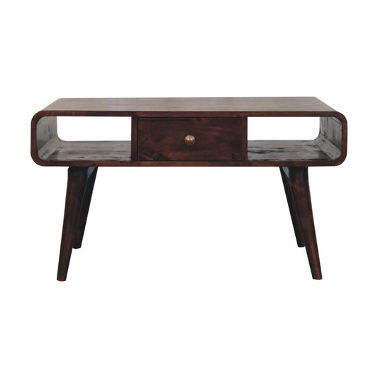 Solid Wood Curved California Walnut Coffee Table