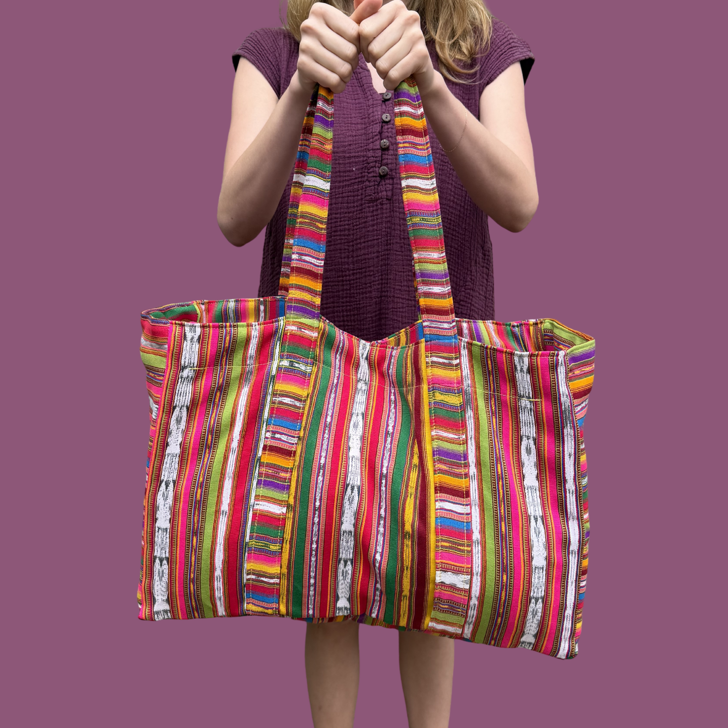 Oversized Corte Beach Tote | Handwoven Guatemalan Pool Bag