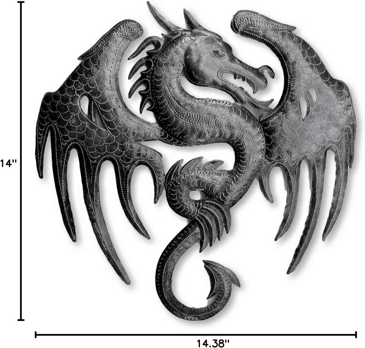 Flaming Dragon – Handmade Haitian Metal Wall Art | Gothic