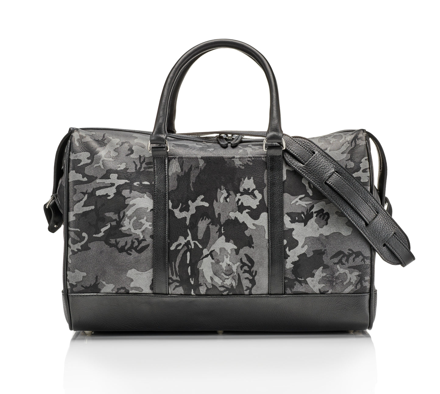 Wanderlust Leather Weekender - Grey Camo