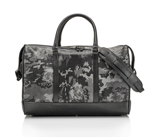 Wanderlust Leather Weekender - Grey Camo