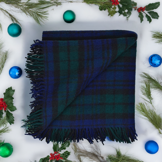 Highland Tweeds Pure New Wool Fluffy Throw - Black Watch