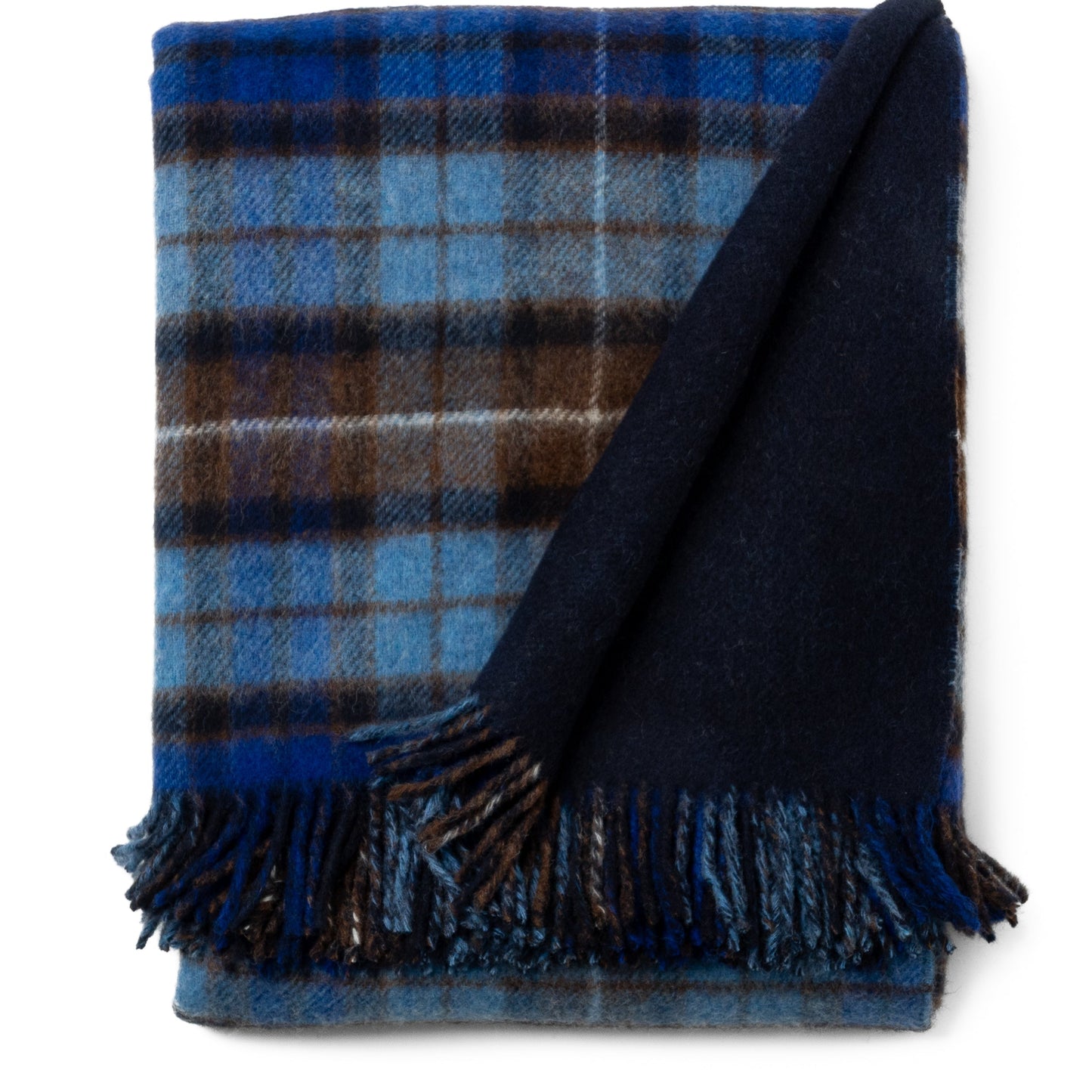 Highland Tweeds Double Cloth Reversible Throw - Blue Buchanan