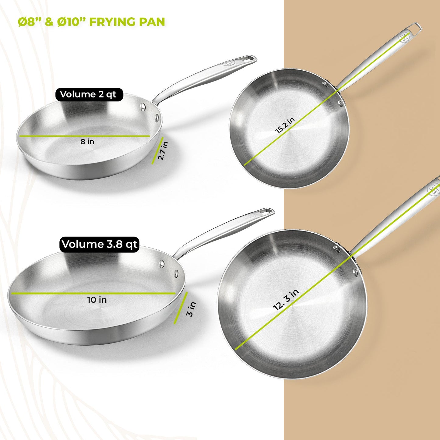 BE | LIVING - Essential Series - 12 pcs Cookware Set - Triply Stainless Steel