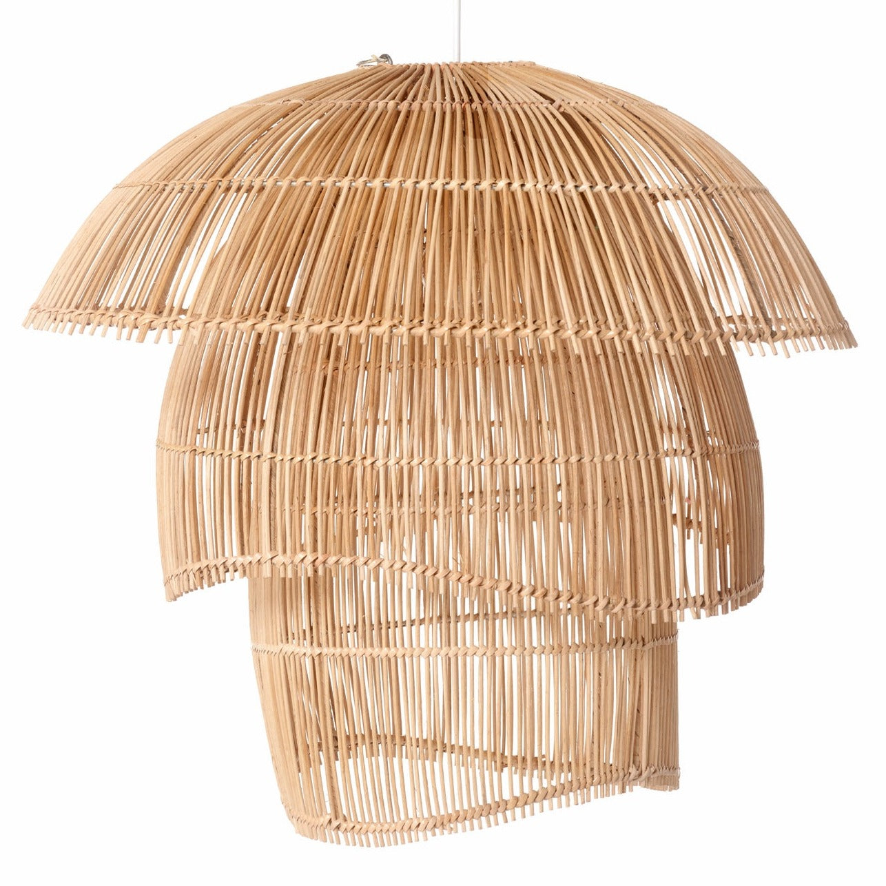 Cascade Natural Rattan 3 Tier Pendant Light