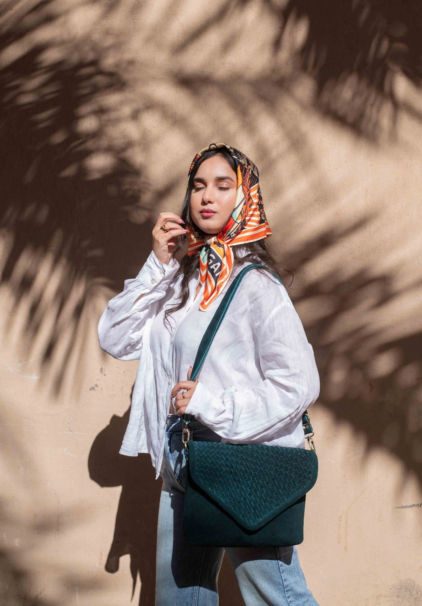 Teal Suede Woven Everyday Bag