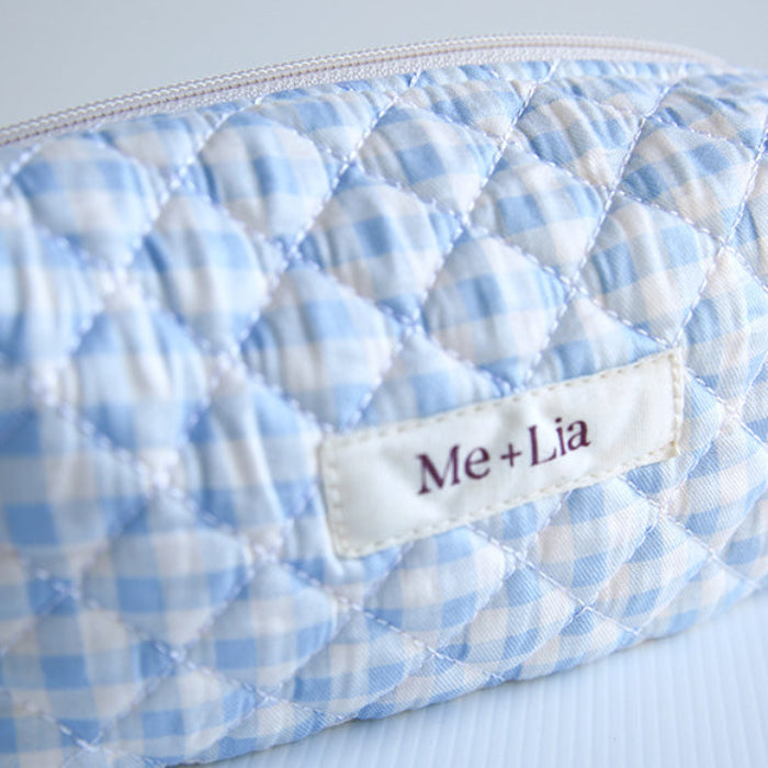 Gingham Blue Make-up Pouch - Small