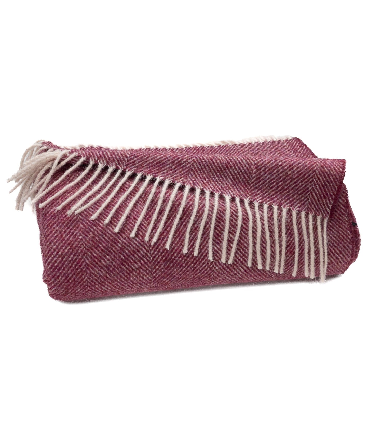 Southampton Home Shetland Lambswool Herringbone Throw – Berry