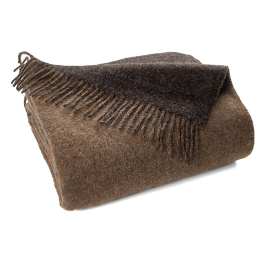 Highland Tweeds Reversible Double Cloth Throw - Mocha/Brown