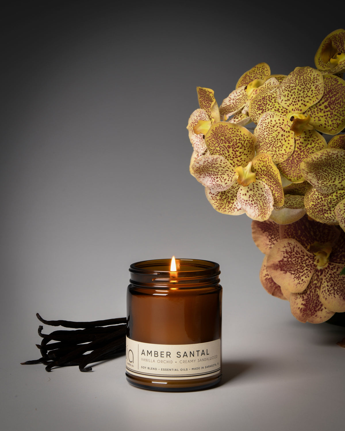 Amber Santal Soy Blend Candle - Amber, Sandalwood & Vanilla Orchid
