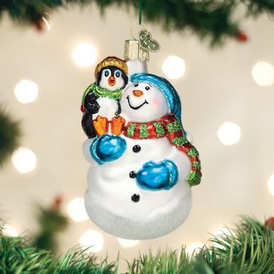 Snowman With Penguin Pal Ornament (Gift Boxed)