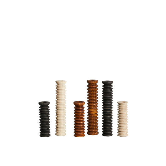 Spiral Pine Modern Wood Candle Candlestick Holder