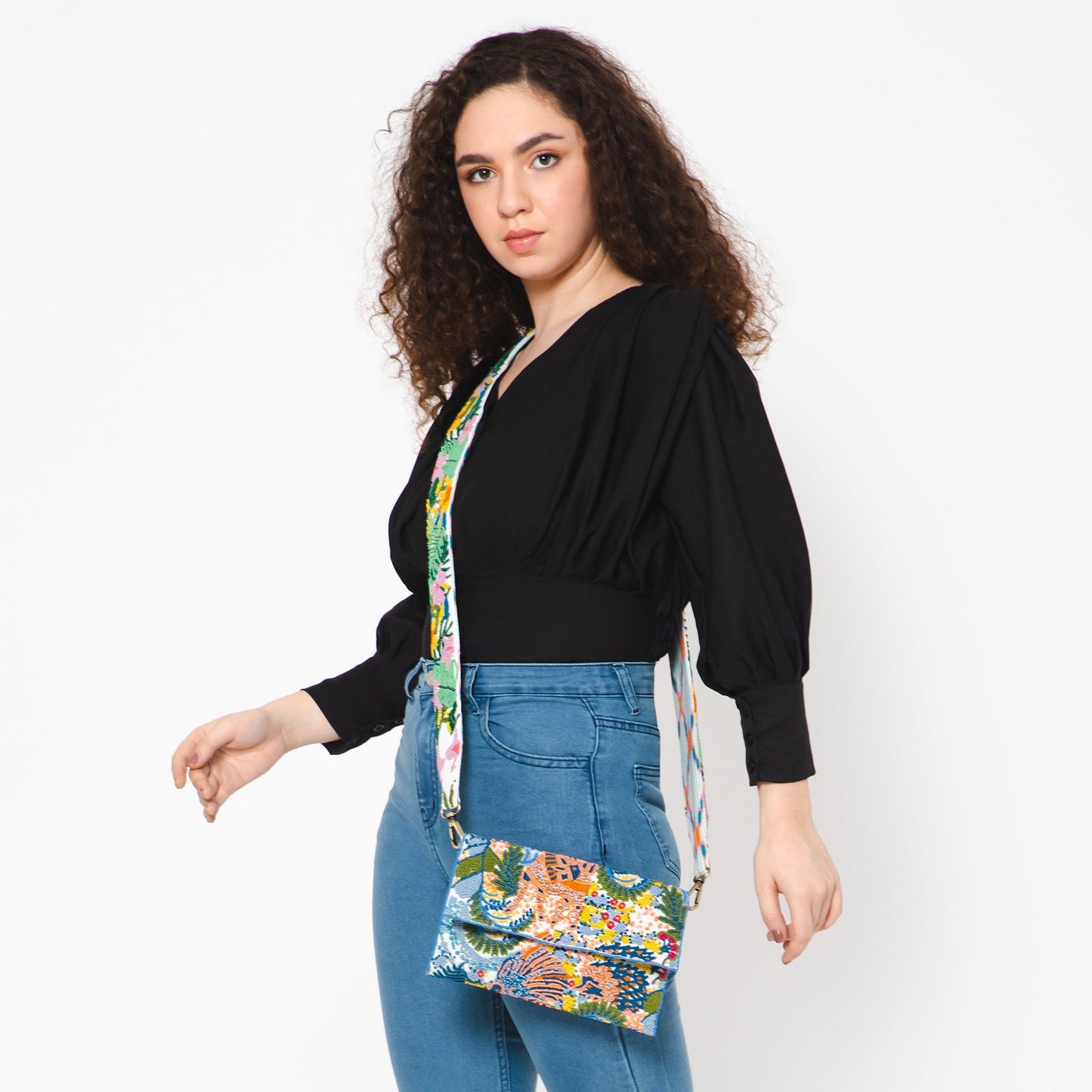 Botanical Embroidered Strap - White