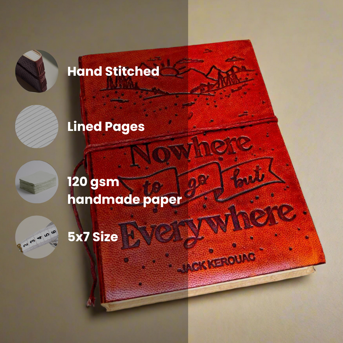 Jack Kerouac Quote Leather Journal