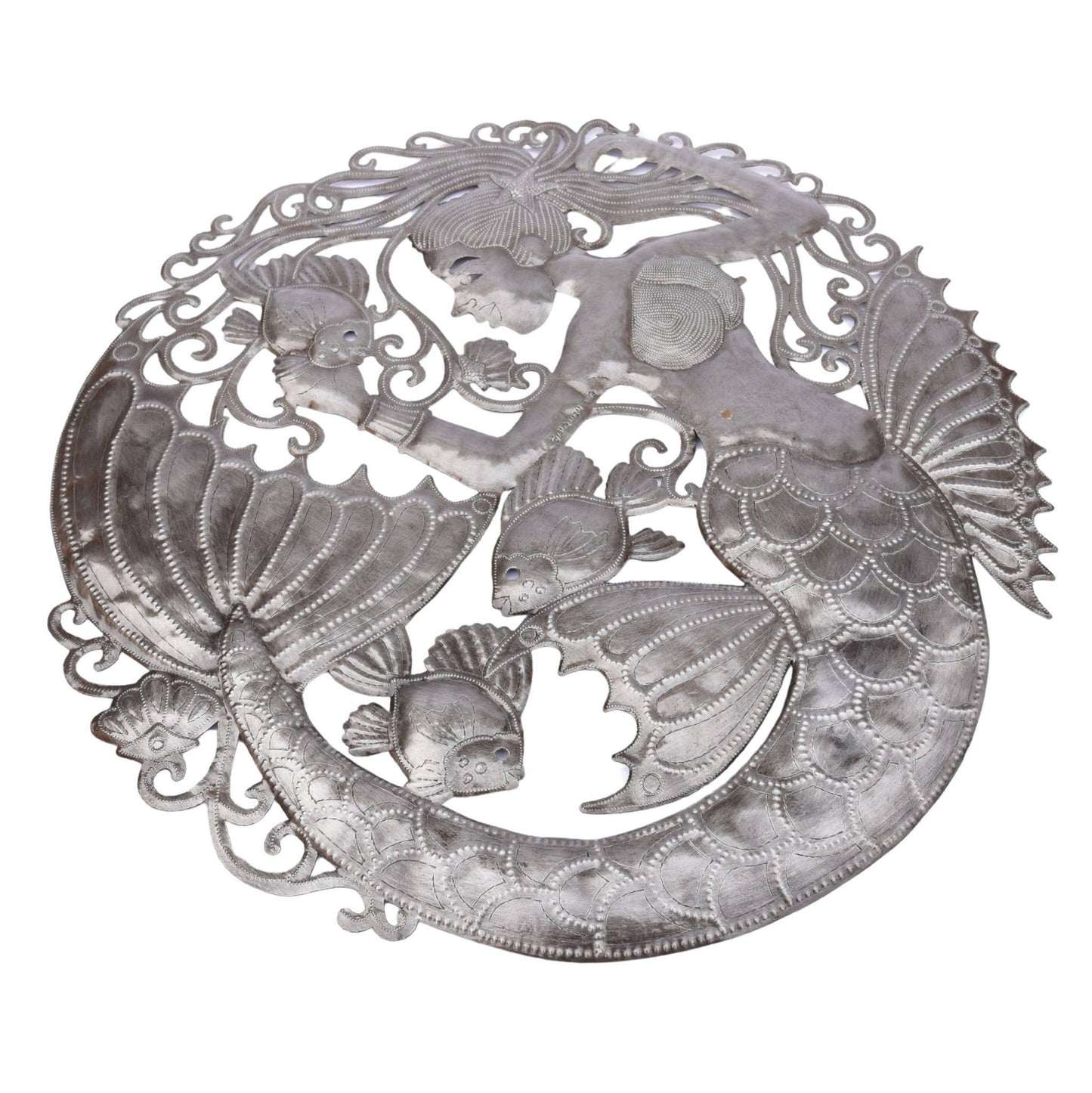 Haitian Metal Mermaid & Fish Wall Art – 23" Fair Trade