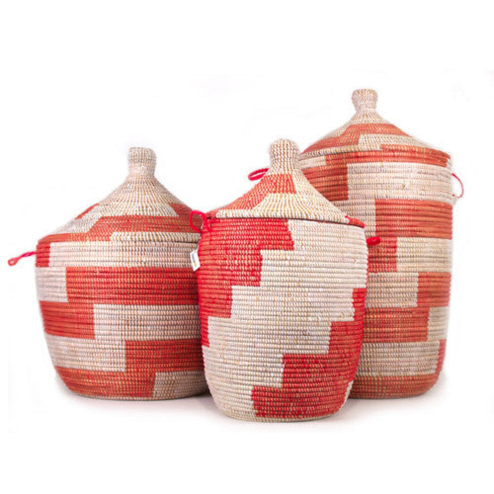 Medium Storage Basket - Red Stripe