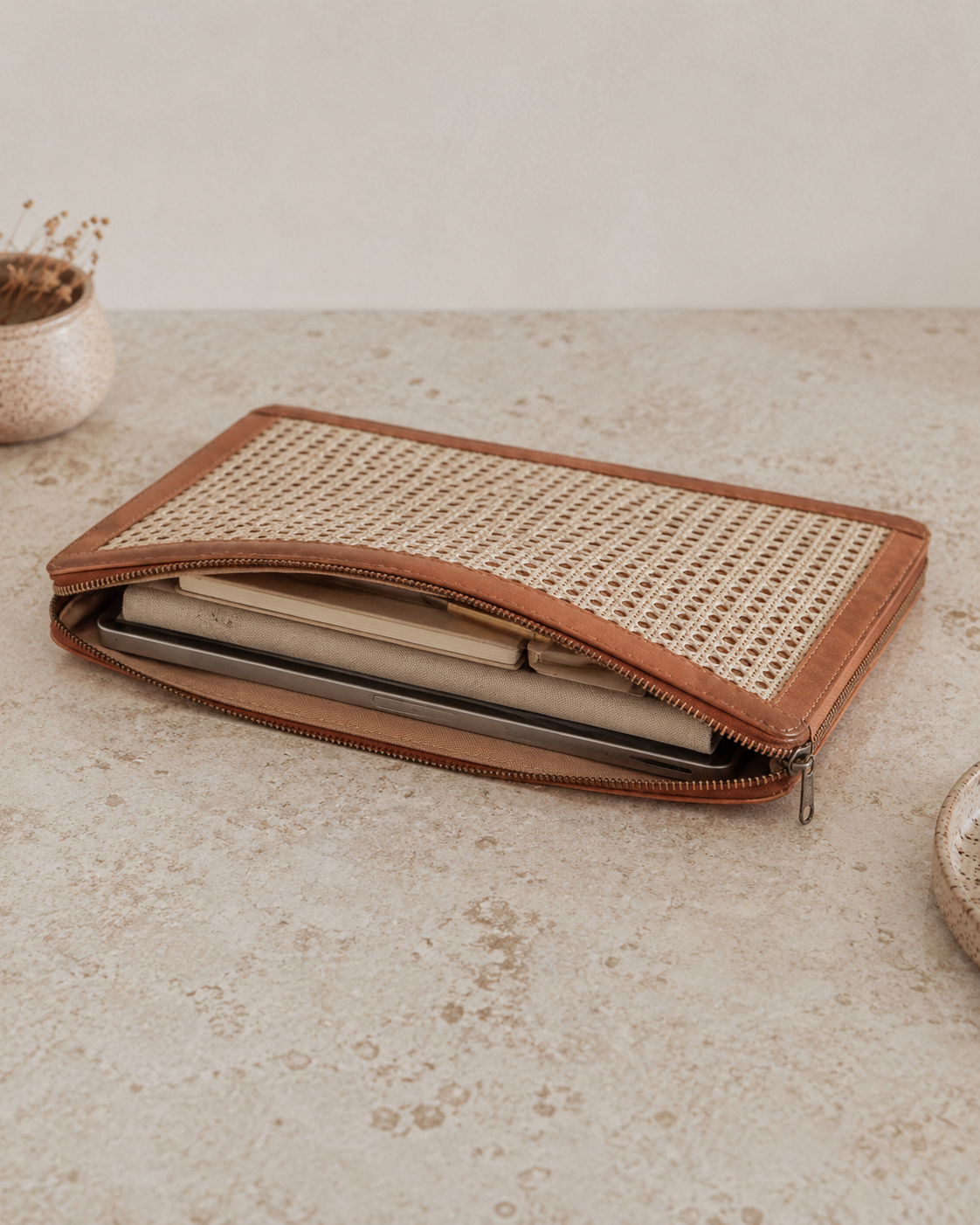 Raja Leather and Cane Laptop Bags