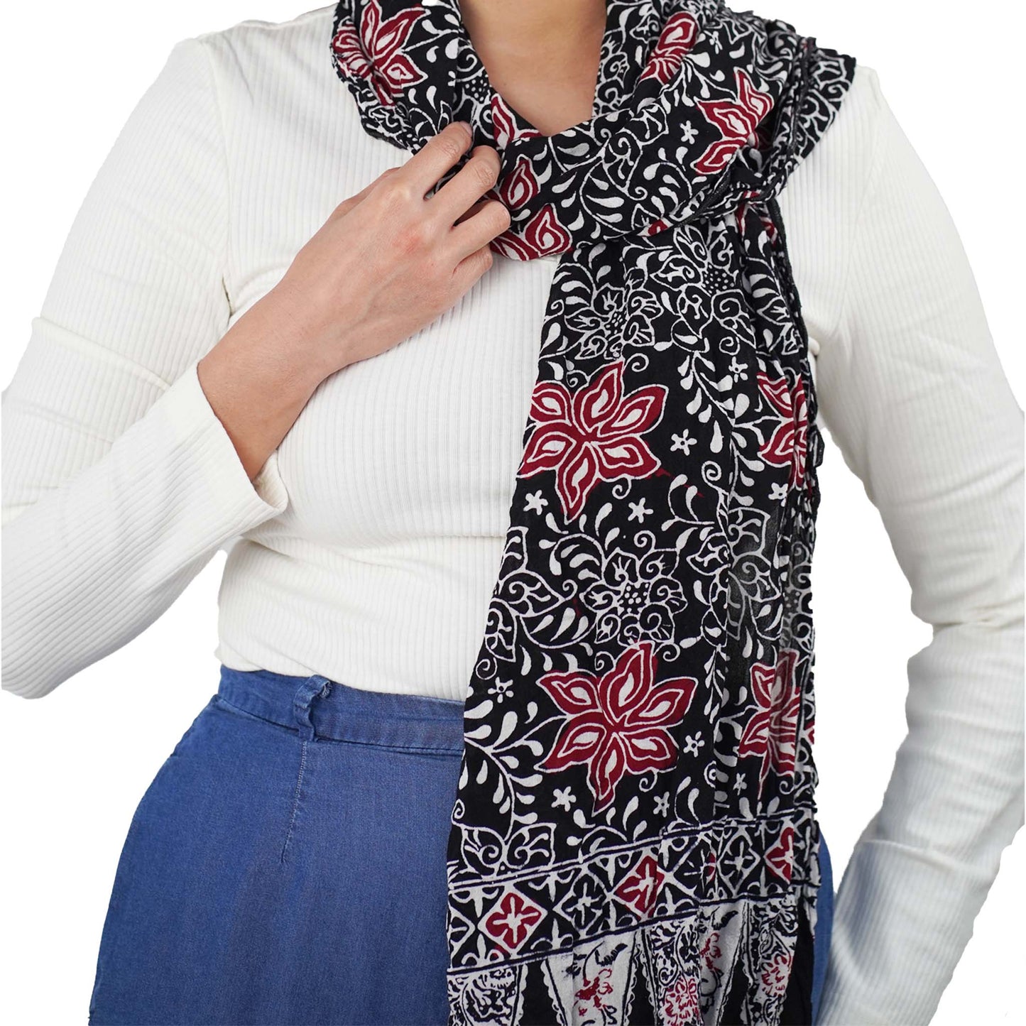Hand Dyed Batik Scarf - Floral Star