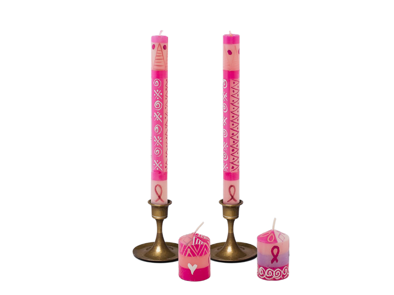 Pink on Pink Painted Candles