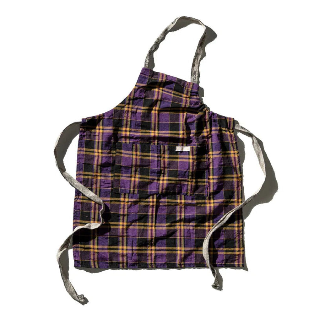 Recycle Cotton Check Apron Purple Mix