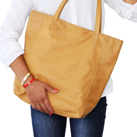 Tan Leather Shopper Tote