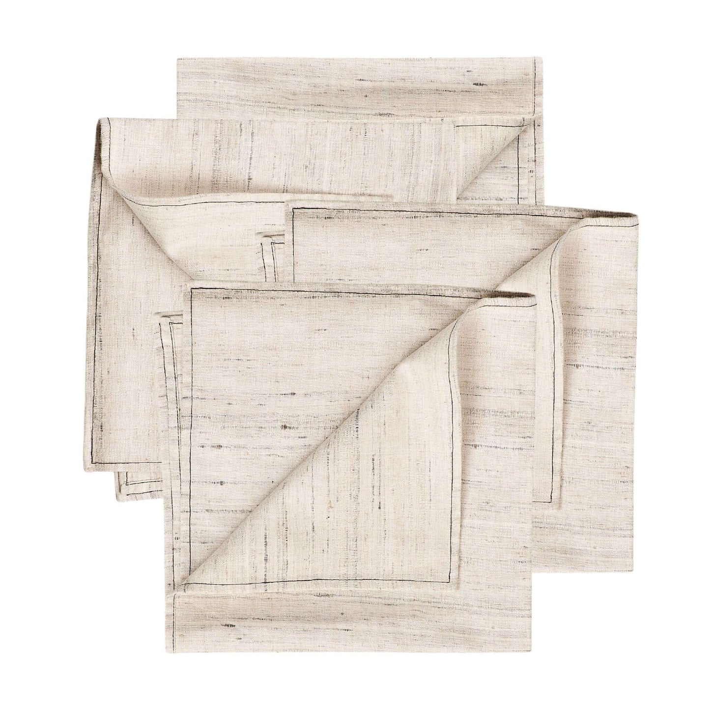 Kora Off White Peace Silk Handloom Napkin ( set of 4 )