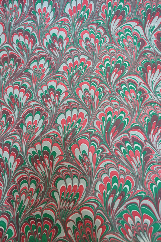 Hand Marbled Holiday Festive Gift Wrapping Paper Sheets
